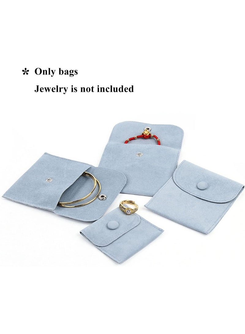 حزمة من 10 حقيبة تخزين المجوهرات المخملية حقيبة هدية المجوهرات المحمولة مع زر القبض ، مسحوق كبير أزرق - Image 1